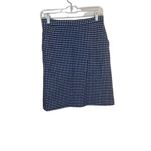 PAUL & JOE Womens Size 38 Wool Dark Blue White Dots Tweed Pencil Mini Skirt